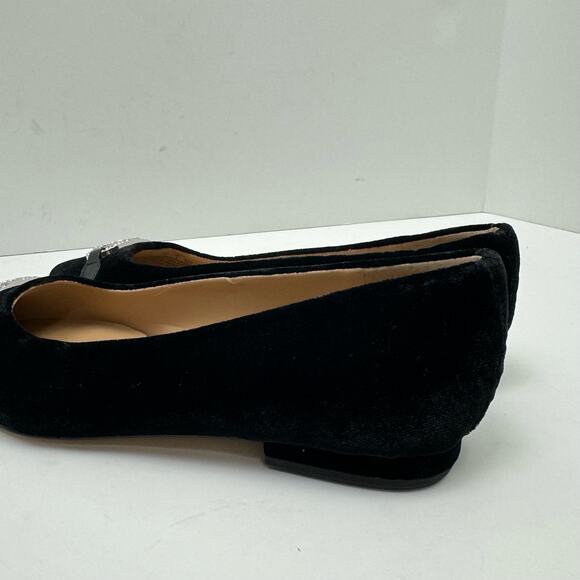 NEW Lauren Ralph Lauren | Lilah Black Velvet Crystal Logo Pointed Toe Flats - Picture 9 of 11